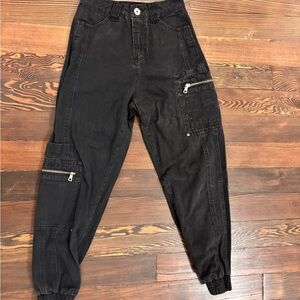 Black Cargo Jogger Pants